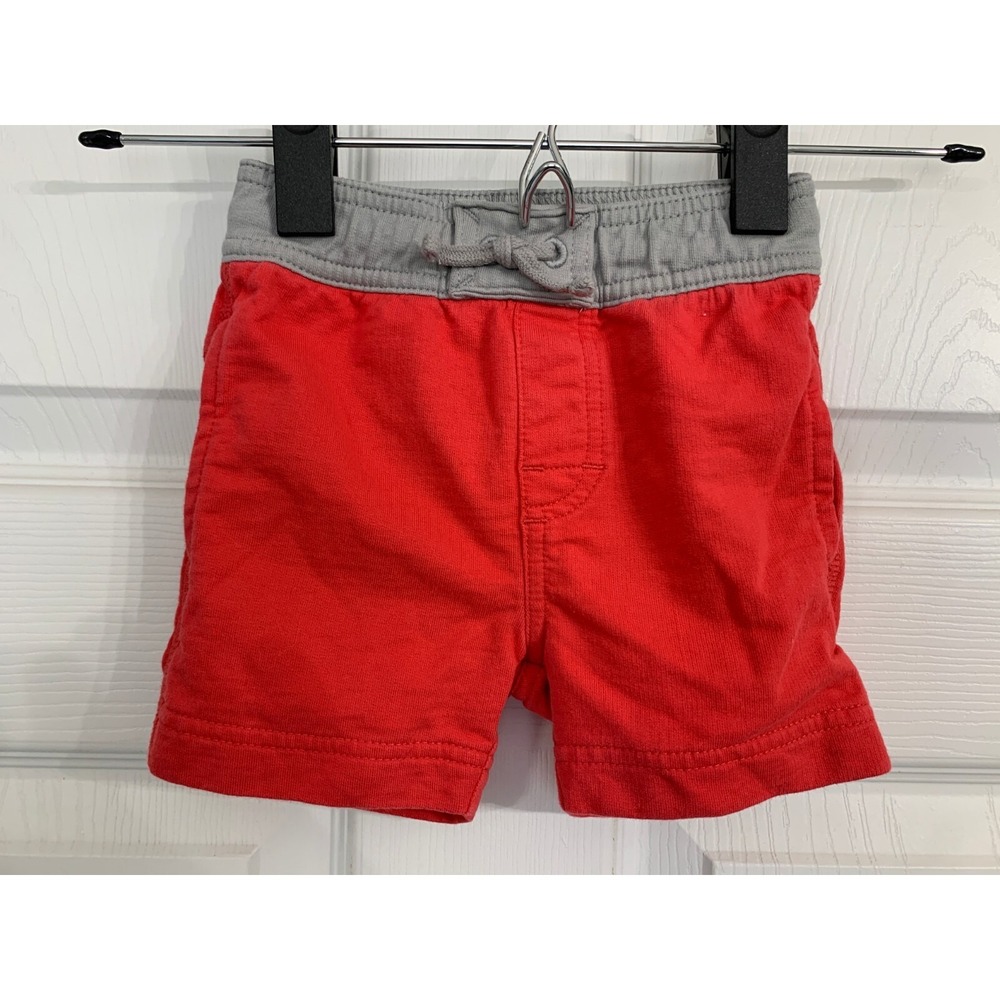 Tea Collection Boys Size 6-9m Red & Gray Colorblock Drawstring Waist Shorts